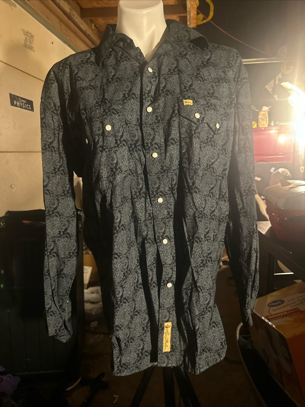 Larry Mahan Navy Blue Paisley Snap-Front Western Shirt